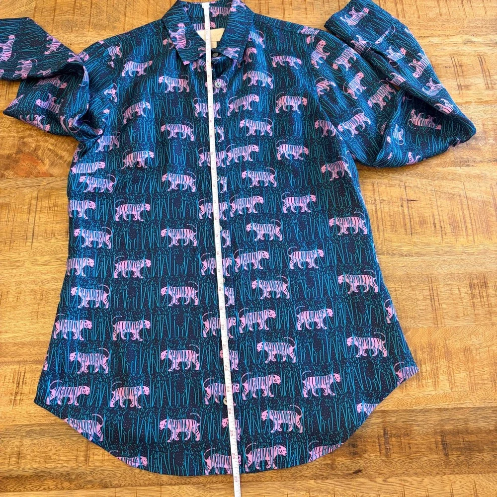 J Crew Collection Silk Tiger Print Blouse Top 00 Maximalist Statement Button Up